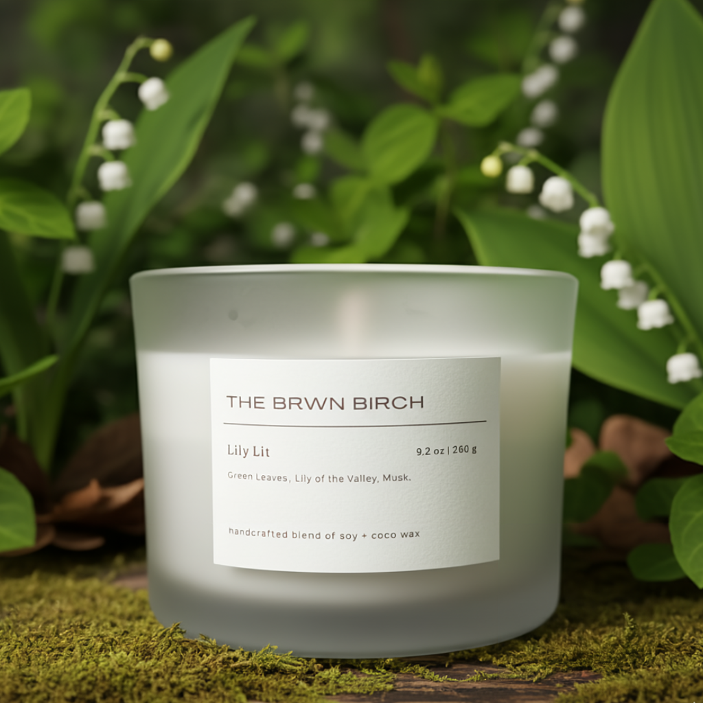 Lily Lit scented candle fresh floral soy candle, THE BRWN BIRCH