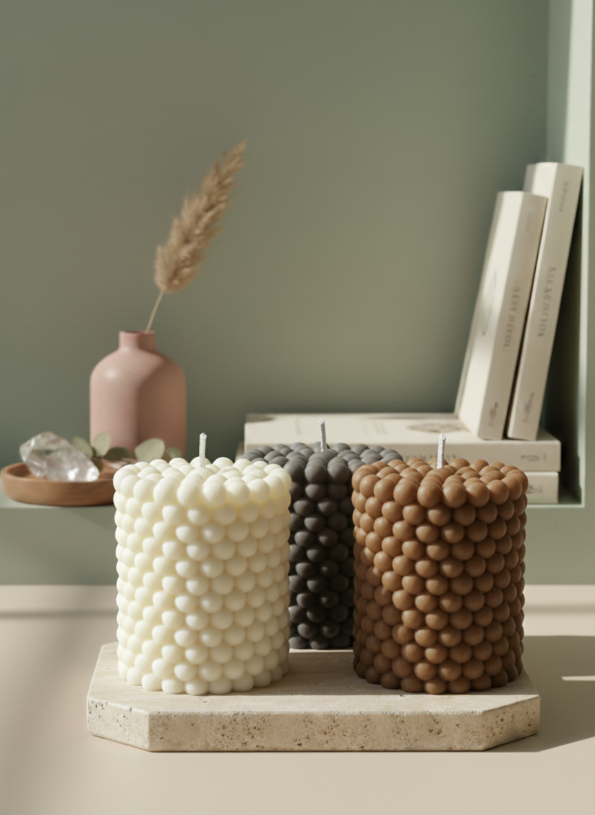 Pearl Bubble Candles - Set of 3